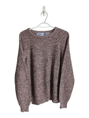 Vintage 80's  Marled Brown/light Pink  Crewneck Knit Sweater Large Grandmacore
